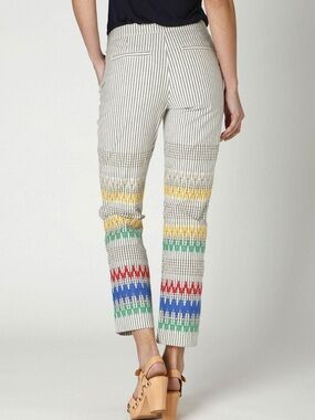 Cartonnier Striped Cropped Pants with Multicolor Chevron Bands